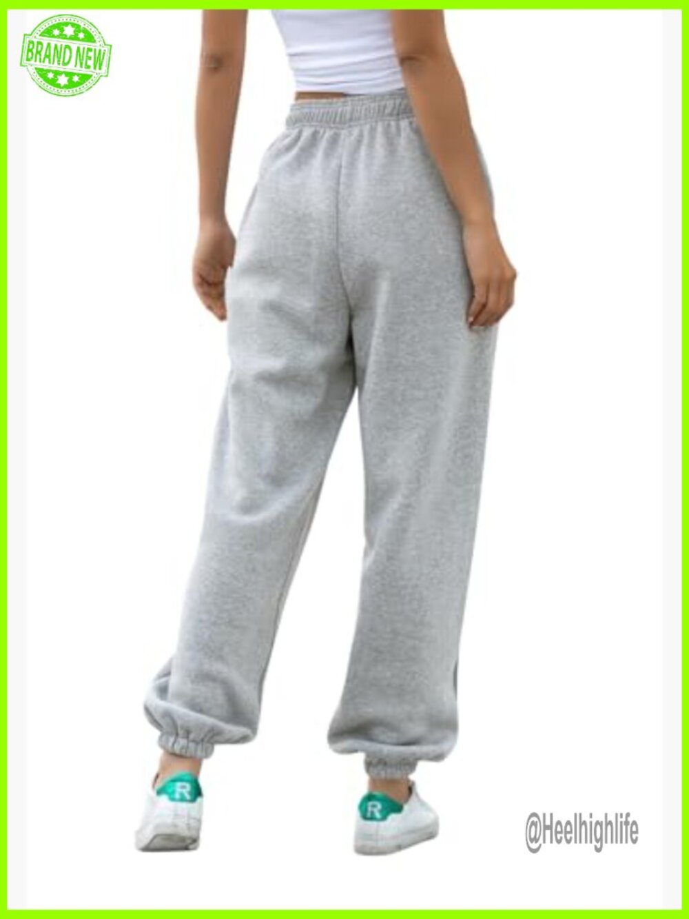 High Waist Sweatpants with Pockets Cuffed Jogger Lounge Pants Athletic Fit - Picture 6 of 6